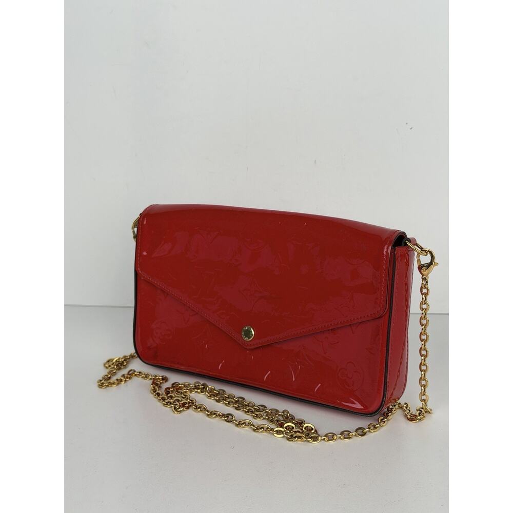 Louis Vuitton Monogram Vernis Pochette Felicie in Red Patent Leather 2016 S12